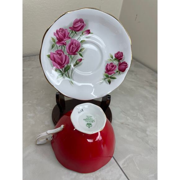 Royal Standard Fashion Tea cup and Saucer Red Pink Floral - Picture 15 of 16